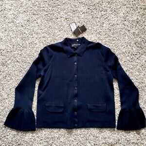 Emporio Armani Bell Cuffs Long Sleeve Cardigan Sweater Size 50 XL Black